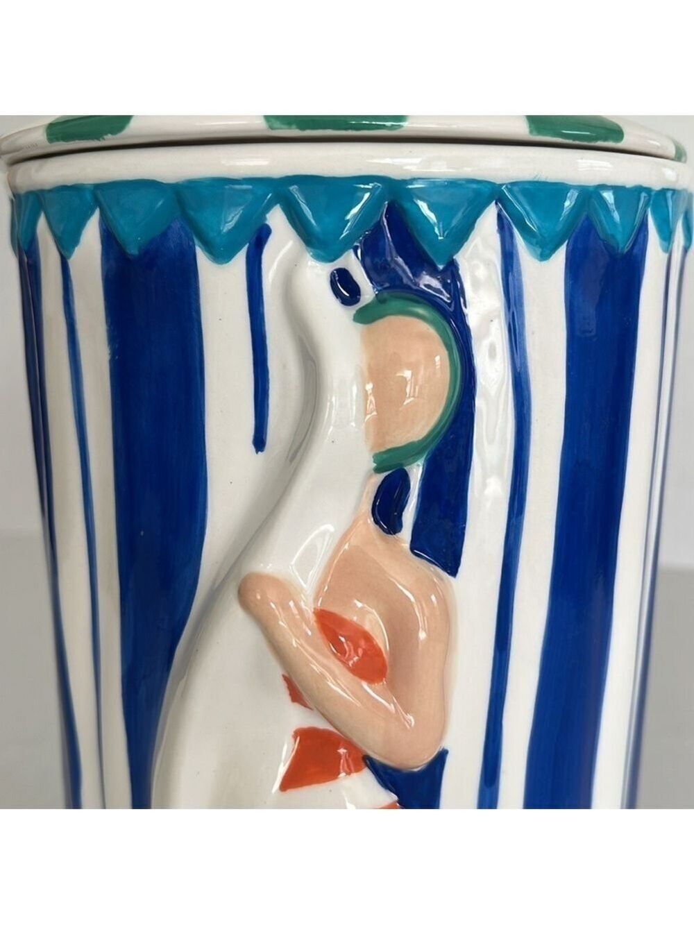 Vintage Enesco Daniel Dela Cruz Beach Cabana Cookie Jar Pool Party Summer Decor - Picture 3 of 16